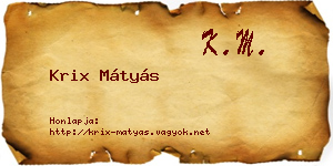 Krix Mátyás névjegykártya